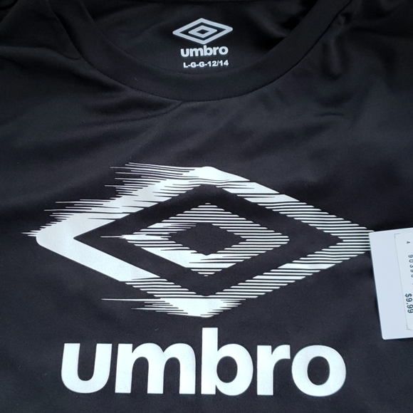 NWT UMBRO BLK SZ LG (12/14) BOYS SHORT SLEEVE T - Picture 1 of 5